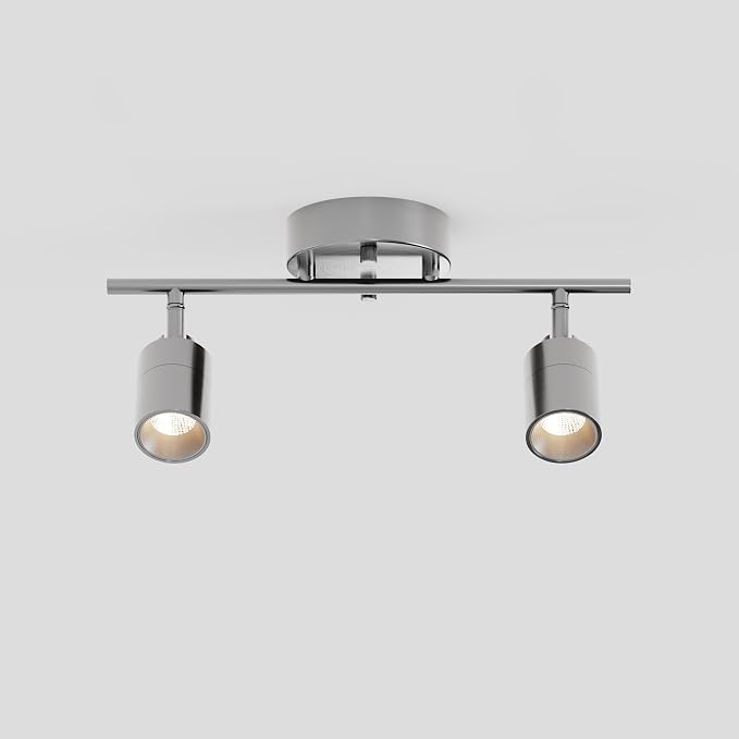 Shura Brushed Nickel 2-Light Track Light with Rotatable Heads, Integrated LED Bulbs, 15 in. Track Lighting Kit, 3000k, 1120 Lumens
