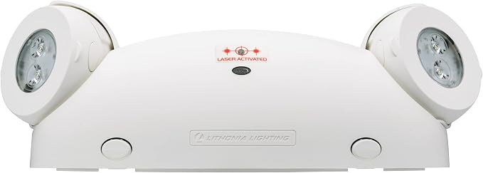 Lithonia Lighting Quantum Emergency Light, 2 Aimable Lamp Heads, 120/277V | Ceiling or Wall Mount, White Thermoplastic, Contemporary Commercial LED Emergency Lights w/ 120/277V Dual Voltage (ELM4L)