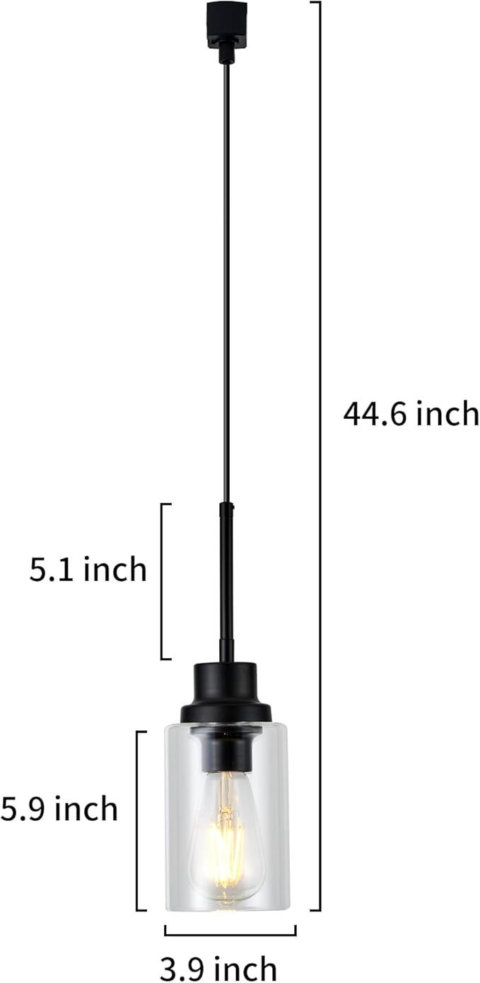 Track Lighting Heads H Type for Accent Task Retail Kitchen Ceiling Track Light H Type Pack of 3, Black Track Lighting Heads with Clear Glass Shade, Bulb and Track Not Included