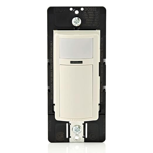Leviton Motion Sensor Light Switch, Motion Activated, Auto-On/Auto-Off or Manual-On, 2A, No Neutral Wire Required, Single Pole, DOS02-1LT, Light Almond