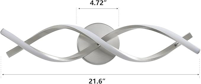 Modern Nickel LED Vanity Lighting,Bathroom Light Fixture Over Mirror,21 Inch,6000K Cool White