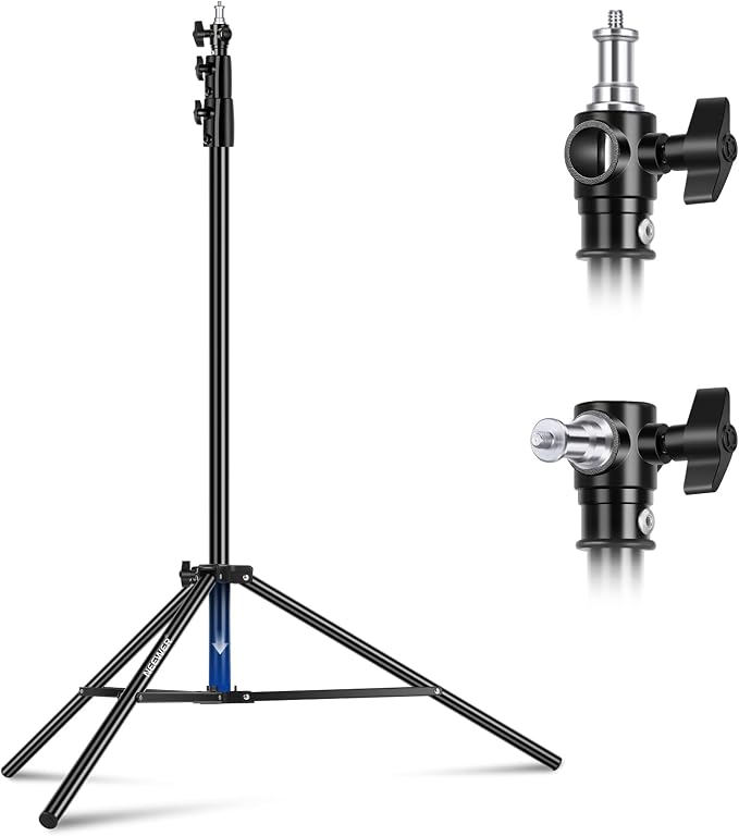 NEEWER 9.2ft/2.8m Air Cushioned Light Stand, Heavy Duty Metal Photography Tripod Stand with 1/4" to 3/8" Reversible Spigot, 3 Way Mounting Interface & Metal Locking Knobs, Max Load 5.5lb/2.5kg