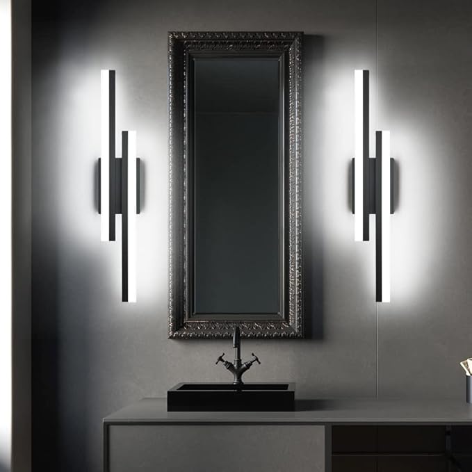 PRESDE 24 Inch LED Vanity Light Bar, Modern Black Bathroom Lighting Fixture Over Mirror