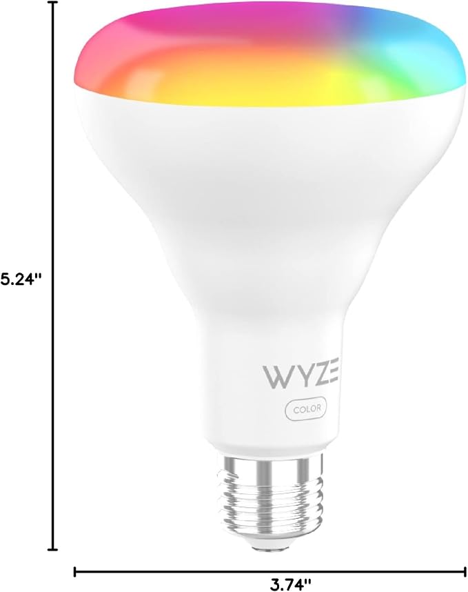 Wyze Bulb Color, BR30 Wi-Fi Smart Bulb, E26 Base, 75W Equivalent 950 Lumens, 16 Million Colors & Tunable White, Compatible with Alexa & Google Assistant, No Hub Required, 1-Pack