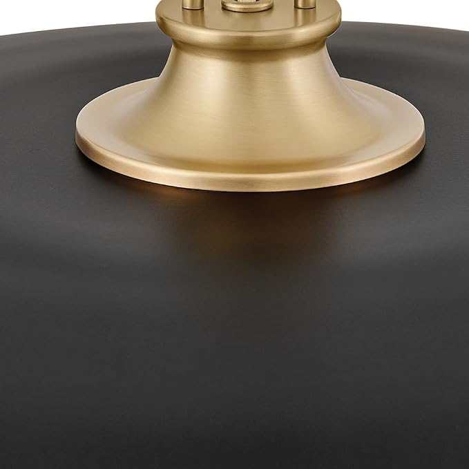 Hinkley Sadie 24" Large Dome Chandelier, Black with Lacquered Brass | Two Tone Saucer Pendant, Includes (5) 7" Downrods, Needs a Med. LED Bulb, Adjustable Height, Dining Room, Kitchen