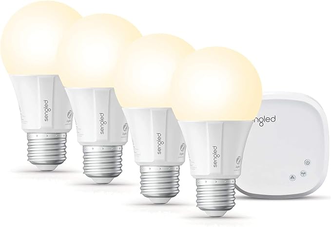 Sengled Smart Light Bulb Starter Kit, Smart Bulbs that Work with Alexa, Google Home, 2700K Soft White Alexa Light Bulbs, A19 E26 Dimmable Bulbs 800LM, 9 (60W Equivalent), 4 Bulbs with Hub, New