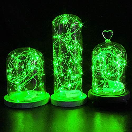 YKB 6 Pack Fairy Lights Battery Operated Starry String Lights with 20 Mini LEDs on 6.6FT Copper Wire, Micro Lights Powered by 2xCR2032(Incl) Batteries, for Halloween Holiday Christmas Decor Green