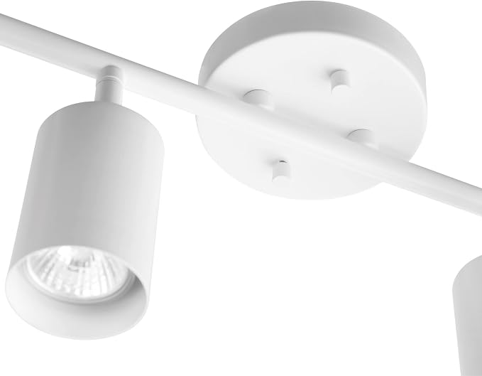Globe Electric 57011 4-Light Track Lighting, Matte White Finish, Adjustable Cylindrical Heads, GU10 Base, Dimmable, Modern Low-Profile Design