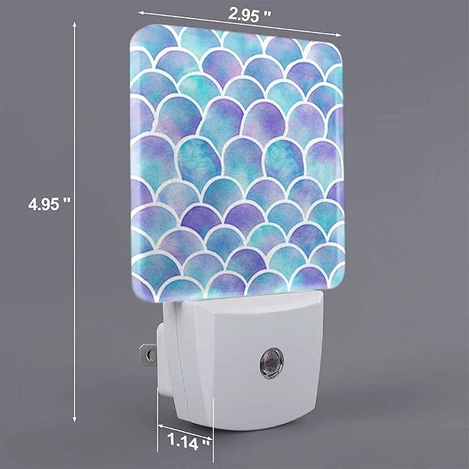 Scales Night Light Plug-into Wall A Shimmering Blue Color Nightlight Lamp with Dusk to Dawn Sensor, Led Lamp 0.5W Energy Efficient for Home Decor
