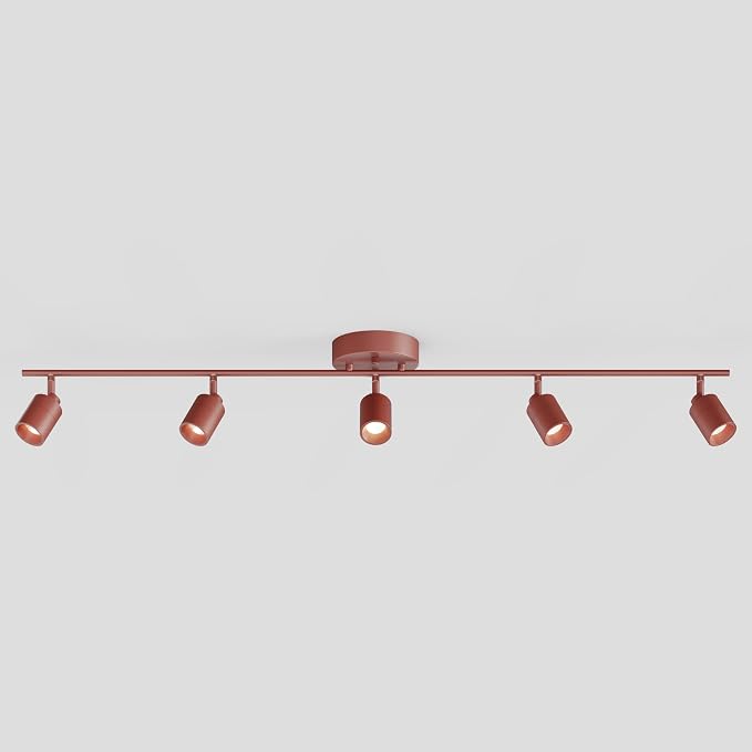 Shura Burnt Sienna 5-Light Track Light with Rotatable Heads, Integrated LED Bulbs, 4 ft. Track Lighting Kit, 3000k, 2450 Lumens