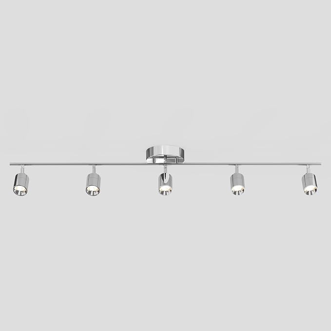Shura Polished Chrome 5-Light Track Light with Rotatable Heads, Integrated LED Bulbs, 4 ft. Track Lighting Kit, 3000k, 2450 Lumens