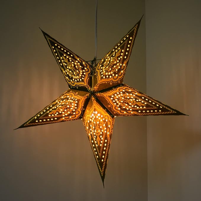 Hometown Evolution, Inc. Green Bandanna Paper Star Lantern with 12 Foot Power Cord Included