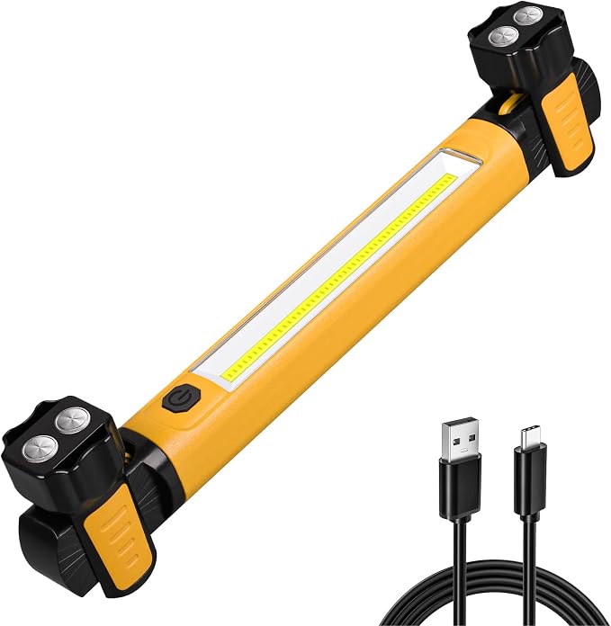 Work Light, 2500LM Bright LED Work Lights, 5200mAh Rechargeable Magnetic Underhood Work Light Bar with Hooks, Cordless Portable Work Lights for Mechanics for Car Repairing/Garage/Workshop/Emergency | 2 Brightness, 4-10H Runtime,Rechargeable, Magnetic B...