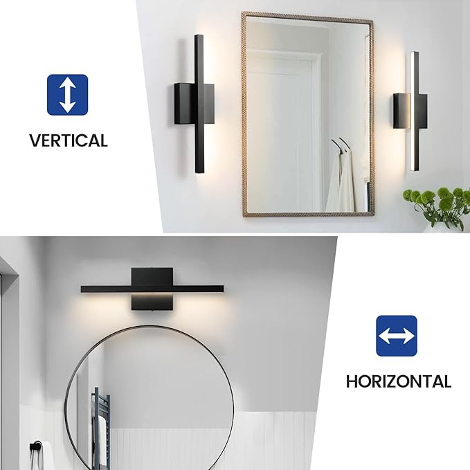 Black Bathroom Vanity Light - 15.7 inch 5CCT Modern Bathroom Light Fixture Over Mirror 12W LED Dimmable Wall Sconce Lighting Fixture for Bathroom Bedroom