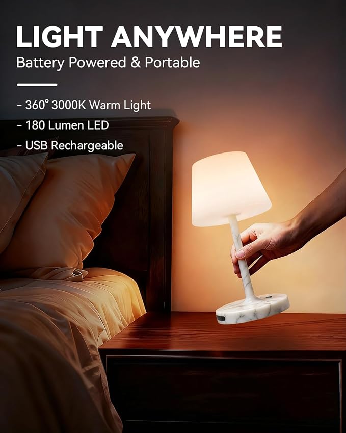 SAIWEYA Outdoor Waterproof Shower Lamp, 5200mAh Rechargeable Bathroom Lamp | IP65 Cordless Shower Light, Touch Dimming, Long-Lasting Battery, Versatile for Patio, Camping, Bathroom, Restaurant & Kitchen