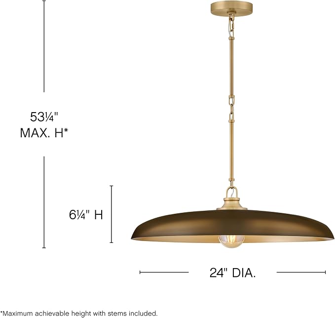 Hinkley Sadie 24" Large Dome Chandelier, Heritage Bronze/Lacquered Brass | Two Tone Saucer Pendant, Includes (5) 7" Downrods, Needs a Med. LED Bulb, Adjustable Height, Dining Room, Kitchen