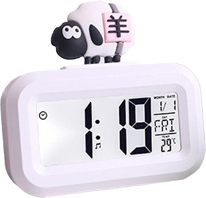 Ymiko Cartoon Desktop Electronic LED Clock Cute Alarm Temperature Display Night Light Kid Bedroom Decor Compatible with