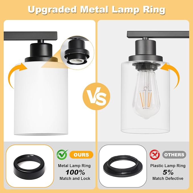 5-Light Bathroom Light Fixtures, Modern Black Vanity Light Over Mirror, Wall Sconces with Milky White Glass Shades for Living Room Bedroom Hallway E26 Base