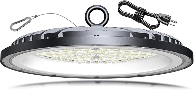 AIKVSXER 1 Pack LED Shop Lights, 300W 45000LM UFO LED High Bay Light | Warehouse Lights with 5' Cable US Plug, 6000K Daylight IP65 Waterproof LED Garage Lights, Commercial Bay Lighting
