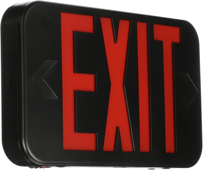 Lithonia Lighting EXRG B EL M6 LED Exit Sign with Switchable Red and Green Letters, California Certified, Nickel Metal Hydride Battery, Black