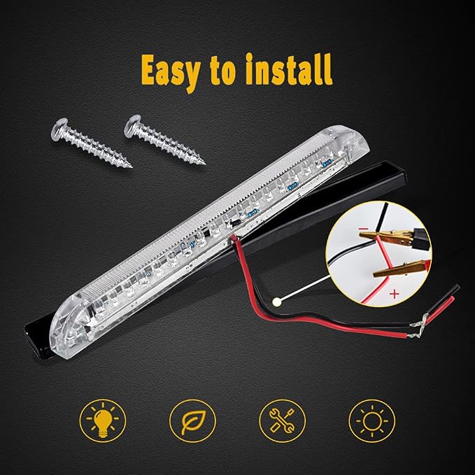 nifeida 8" Clear Lens 18LED Waterproof Utility Strip Light Bar Surface Mount for 12V Marine Boat RV Interior Light Slim Line Pickup Truck Trailer Under Hood Lights Side Marker Lamp [Pack of 4]