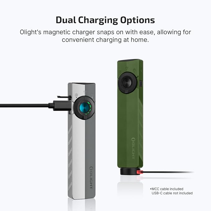 OLIGHT ArkPro EDC Flat Flashlight Rechargeable, Pocket Light, OD Green CW | Green Beam, White LED, UV Flashlight, 1500 Lumens Flash Light, USB-C Magnetic, Camping Lights for Emergency Work Outdoor Home