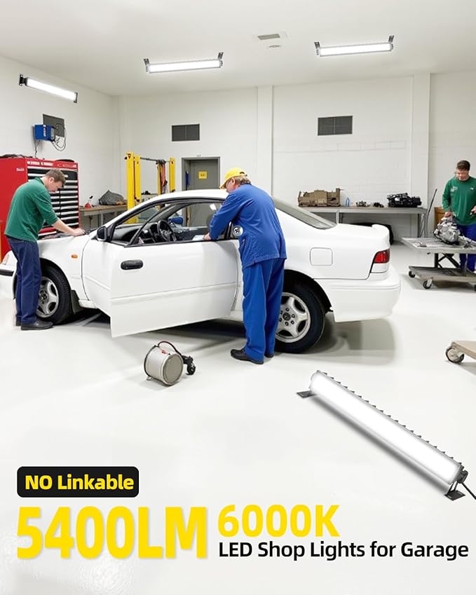 16 Pack LED Shop Light 5400LM Super Brighter, 45W Plug in Garage Light with 6FT Cord and On/Off Switch, 6000K IP66 Waterproof Outdoor Work Shop Bay Lighting for Garage Workshop Warehouse Factory Yard