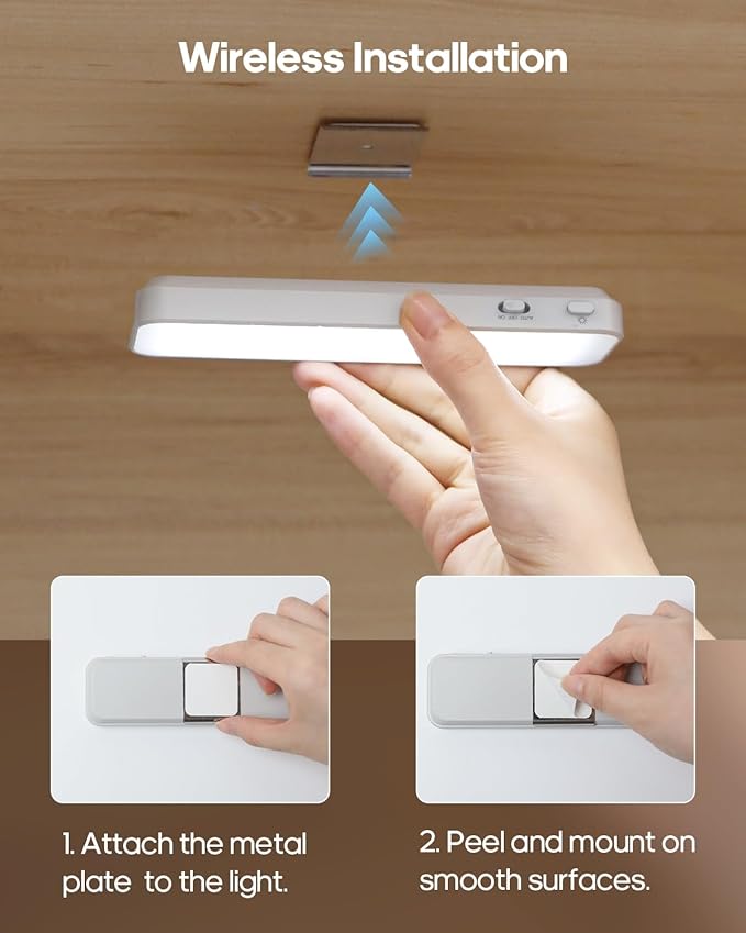 6 Pack Under Cabinet Lighting Wireless with Charging Station, Small 6'' Led Rechargeable Motion Sensor Light Indoor, 3CCT Dimmable Closet Light, Under Counter Light for Pantry, Bookshelf, Stair