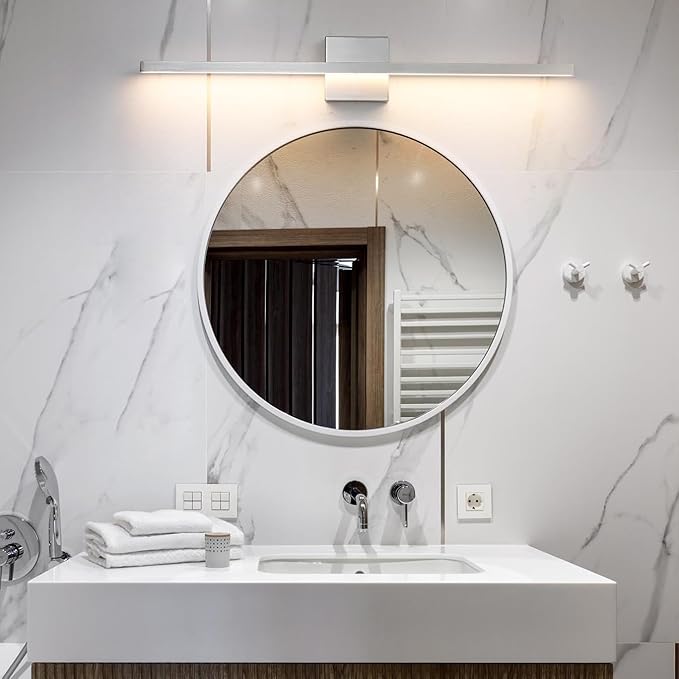 Brushed Nickel Bathroom Light Fixture Over Mirror - Modern Vanity Light Fixture - 31.5 inch 22W LED Dimmable 5CCT Wall Sconce Lighting Fixture for Bathroom Bedroom