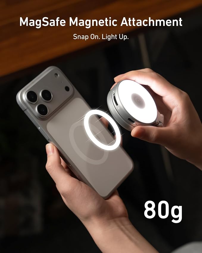 TELESIN 4-in-1 RGB Selfie Light with Mirror for Phone | 4 in 1 Magnetic RGB Light with Makeup Mirror and Phone Stand, Rechargeable Clip-On Light for TikTok, Vlog, Selfie, Makeup