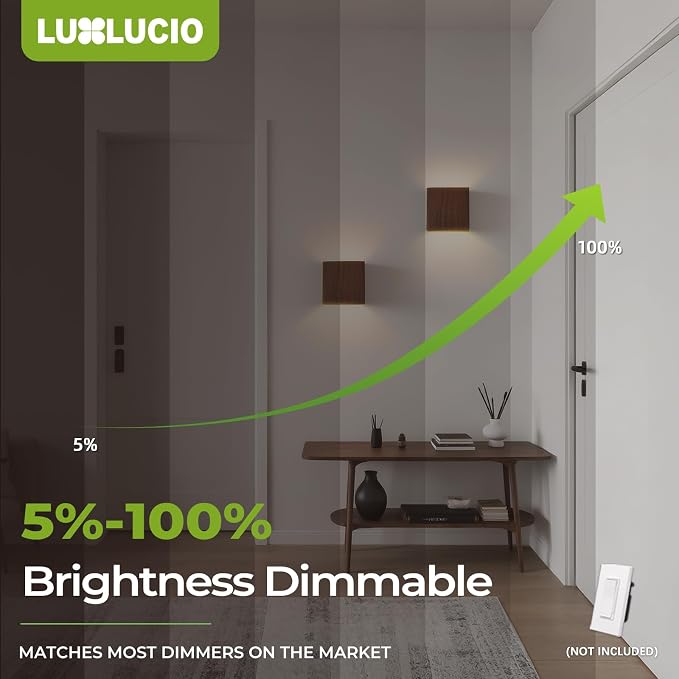 Walnut Wood Grain Indoor Outdoor Up and Down Wall Sconce, 5%-100% Dimmable 18W, 5CCT (2700K-5000K), Modern Lighting for Living Room/Porch, CRI90+, 120V-277V, ETL FCC Certified