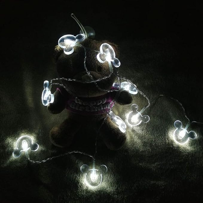 3m 20LEDs Decorative Cartoon Animal Mouse Night Mood Light Romantic Lamp for Home Indoor Bedroom Party Festival Décor (White)