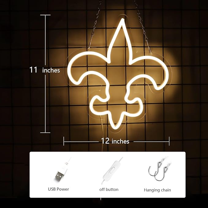 WonderfulLife Saints Neon Sign for Home Bar Pub Party Decor,Football Team Logo Led Neon Lights for Man Cave,Easy Hanging on the Office Wall or Game Room.5V USB Power supply.