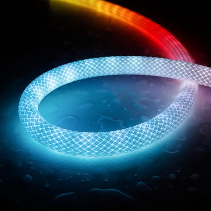 9.8FT WS2811 WS2812B 360 Degree Round Reticulate Pattern Neon LED Strip 50Leds/m Smart RGB+IC Flexible Silicon Dream Color Rope Light Tape DC5V(No Adapter or Controller)
