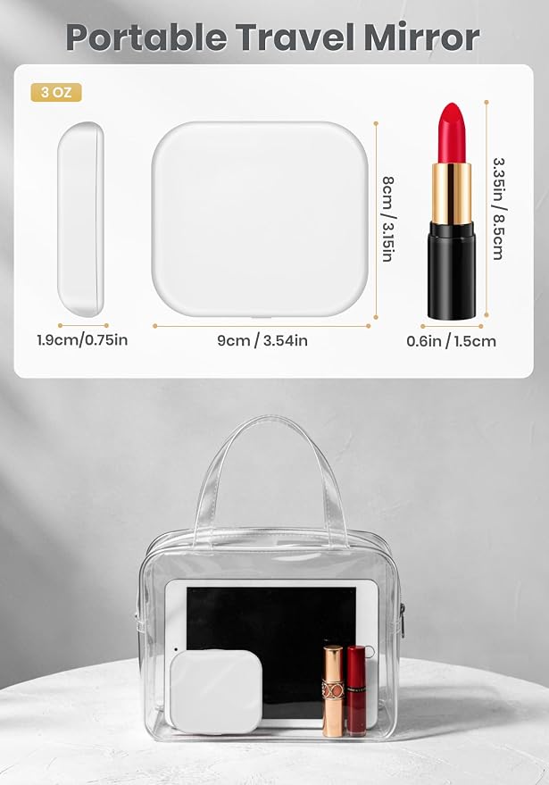Magnifying Mirror with Light, Rechargeable 40X Compact Mirror with 3 Lighting Modes & Dimmable Brightness, Portable Travel Makeup Mirror with Light, Essentials for Travel, Pocket Purse White