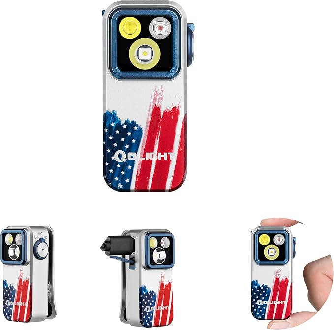 OLIGHT Oclip Pro Rechargeable EDC Clip-on Flashlight, Stars & Stripes | Red Light, 500 Lumens Floodlight, Spotlight, Pocket-Sized, USB-C Charging, Magnetic, for Work, Signaling, Outdoor or Home Use