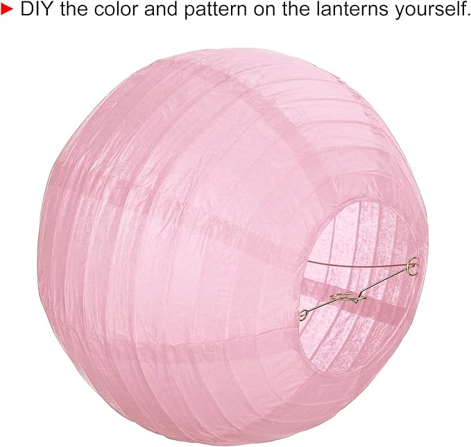 PATIKIL 8 Inch Paper Lanterns, 6 Pack Round Folding Hanging Lamp Shade for Wedding Home Party Festival Celebration, Pink