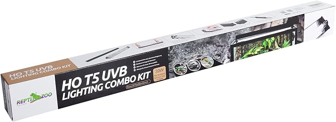 REPTI ZOO T5 HO UVB Lighting Combo Kit, Terrarium Hood Comes with Desert 10.0 UVB T5 Lamp (39W)