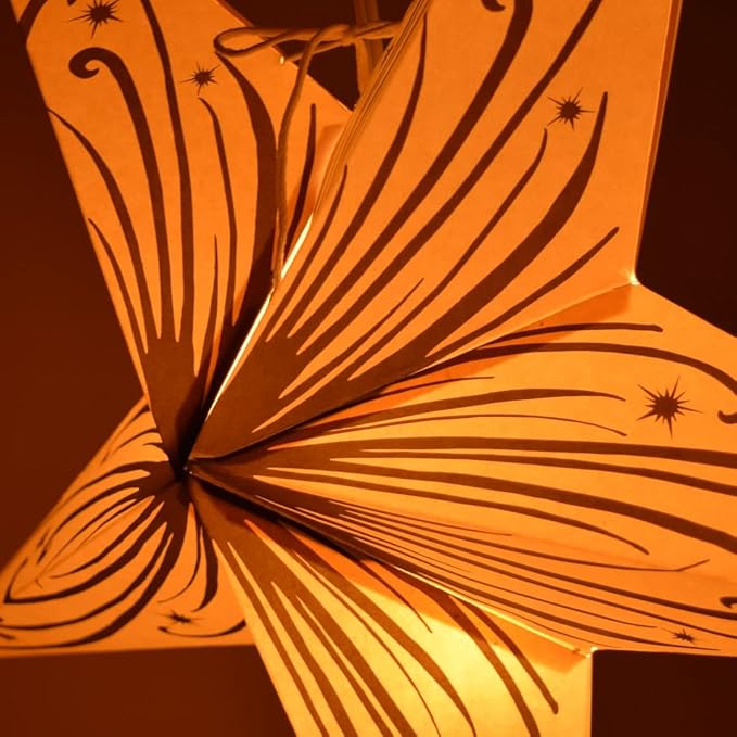 Swirl Power Paper Star Lantern with 12 Foot Power Cord Included, 24" W x 24" H x 10" D, Electric