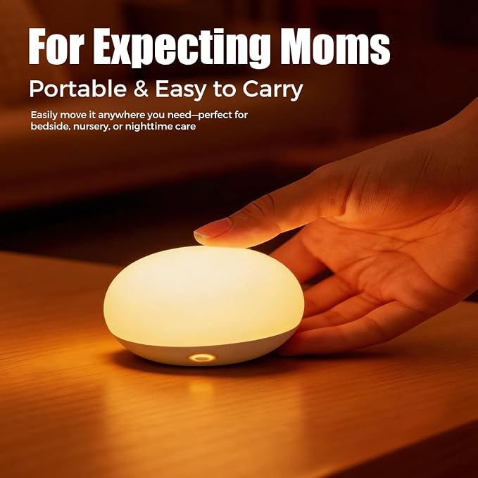 Portable Night Light for Nursery - Baby Night Lamp for Breastfeeding, Soft Silicone Touch Lamp, Egg Light for Kids, with 11 Colors Changing & Eye Caring, Stepless Dimming