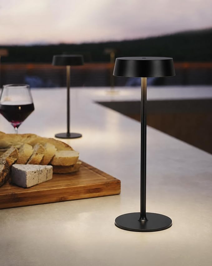 EZVALO Cordless Lamp, Rechargeable Table Lamp, Battery Operated | Portable Outdoor Waterproof, 3 Color Temps RGB, Dimmable Touch Control, LED Memory Function, Restaurant Dining Patio Kitchen