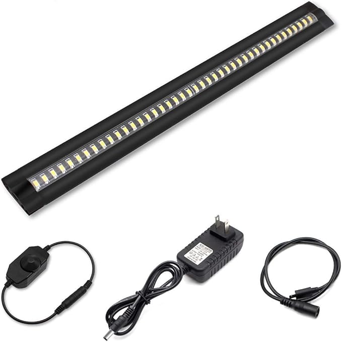 inShareplus 13inch LED Under Cabinet Lighting, Dimmable Light, Warm White 3500K, CRI90+, 450Lumens, DC 12V Ultra Thin Under Counter Kitchen Lights for Kitchen, Shelf, Cupboard, Black, 1 Pack
