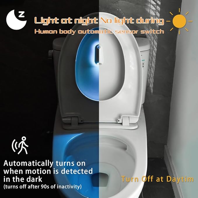 Toilet Night Lights 2 Pack, Motion Sensor 16 Colors Changing Bowl Inside Toilet Light for Bathroom Decor, Rechargeable Smart Night Lamp, Funny Ideal Gifts for Kids Teen Boys Girls Men Women
