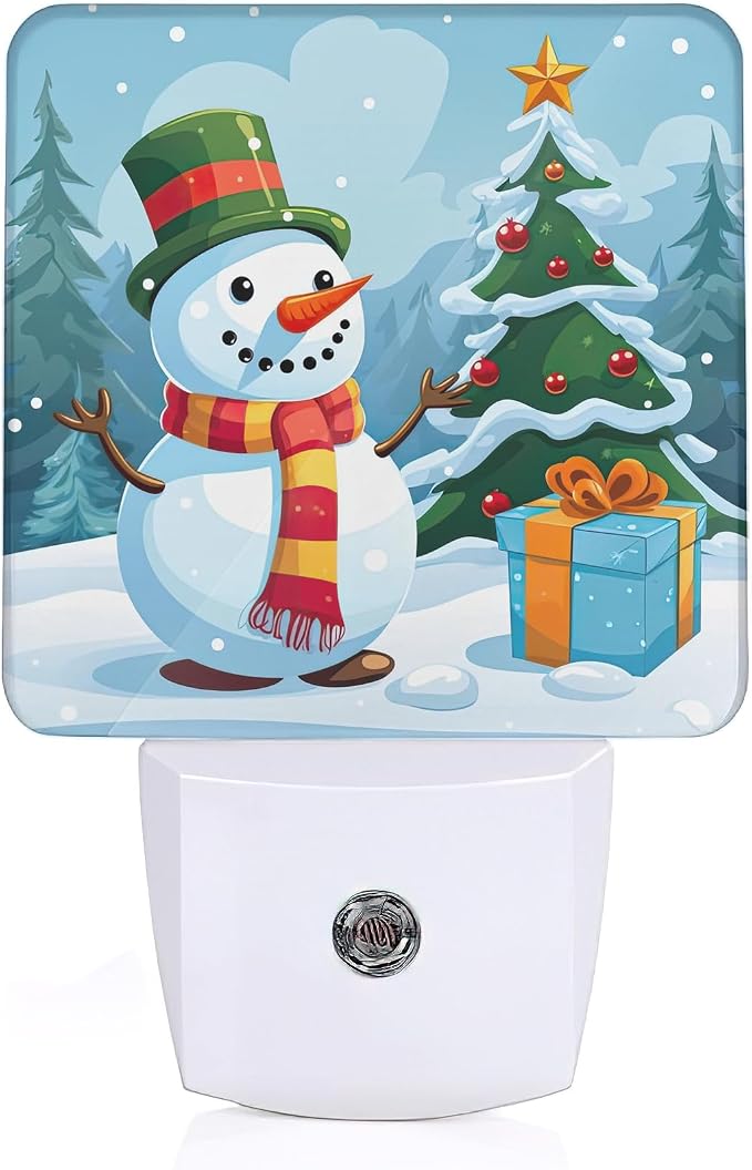 Christmas Night Light, Snowman Night Lights Plug Into Wall with Dusk to Dawn Sensor Wall Lamp, Nightlights for Bedroom, Bathroom, Hallway, Kitchen, Gifts Ideal for Girls Women