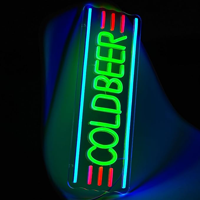 Cold Beer Neon Sign Bar Neon Light Sign for Man Cave Beer Neon Light Sign Letter Led Sign for Pub Bedroom Store Club Bistro Wall Decor