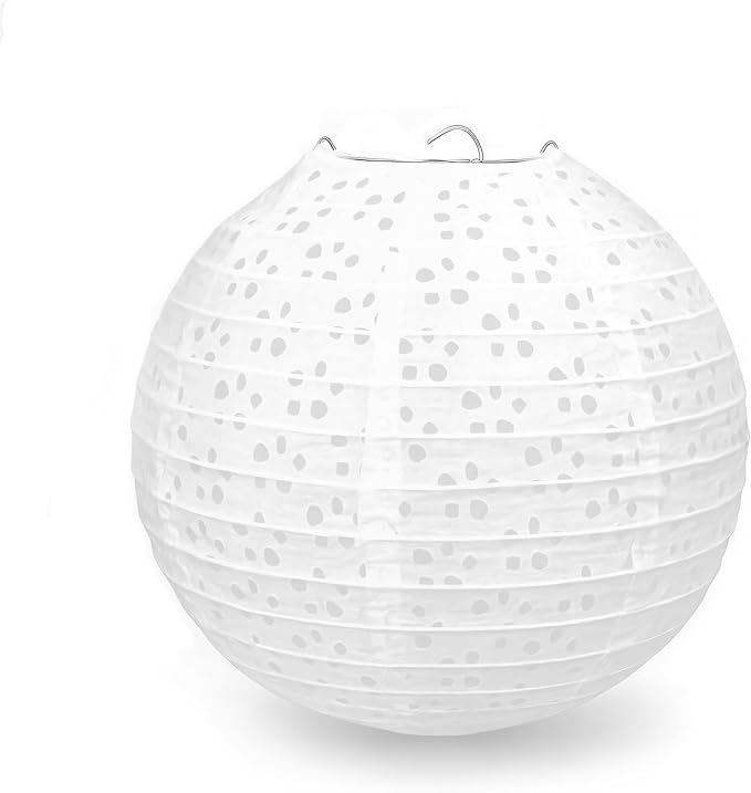 12Pack White Paper Lanterns Decorative Chinese Japanese Hanging Paper Lanterns Party Decorations 8Inch Round Hollow Lamps for Valentines Wedding Anniversary Baby Shower Outdoor Indoor Birthday Decor