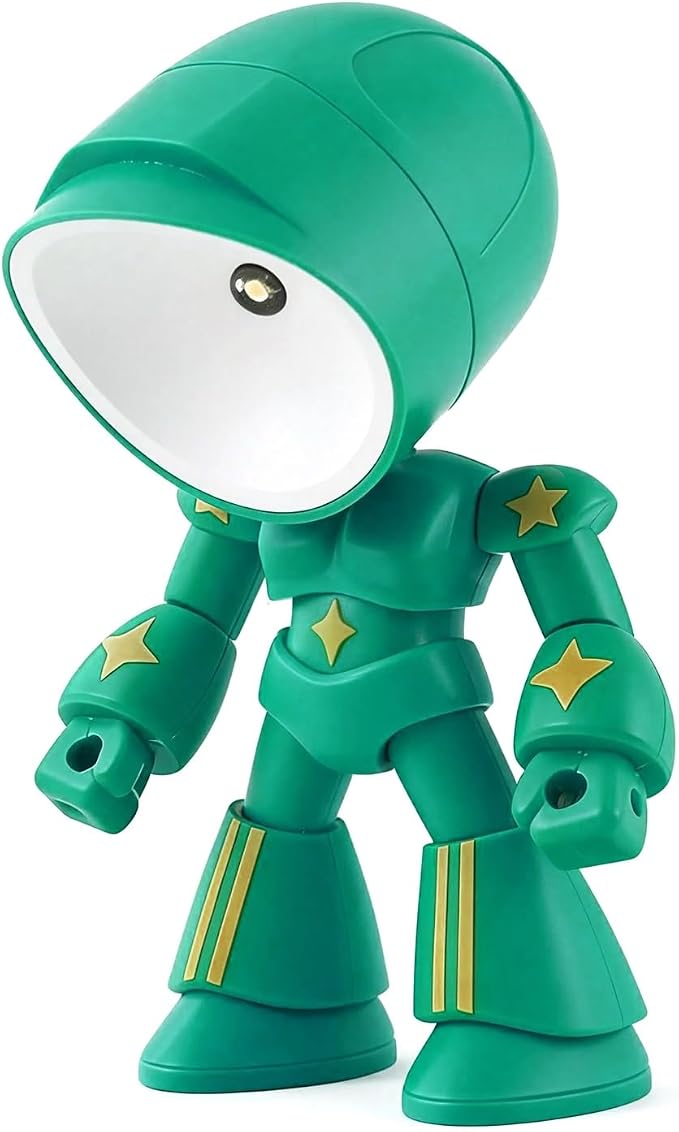 Lonely Robot LED Mini Night Light, Cartoon Cute Companion Desk Lamp with Magnetic Base, Gift for Thanksgiving Christmas Halloween Birthday, Room Decor (Green)