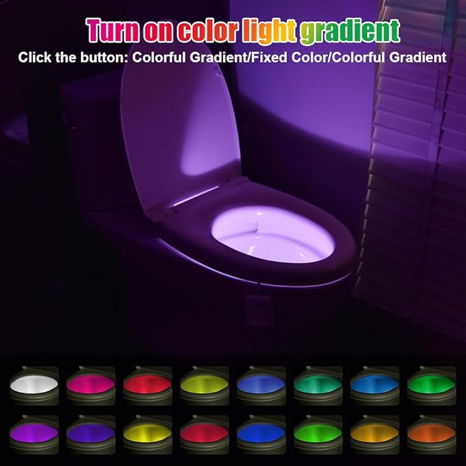 Toilet Night Lights, 2PCS Motion Sensor with Star Projector, USB Rechargeable 16 Colors Changing LED Bowl Lights, Bathroom Accessories Decor, Funny Gift for Men, Women, Kids