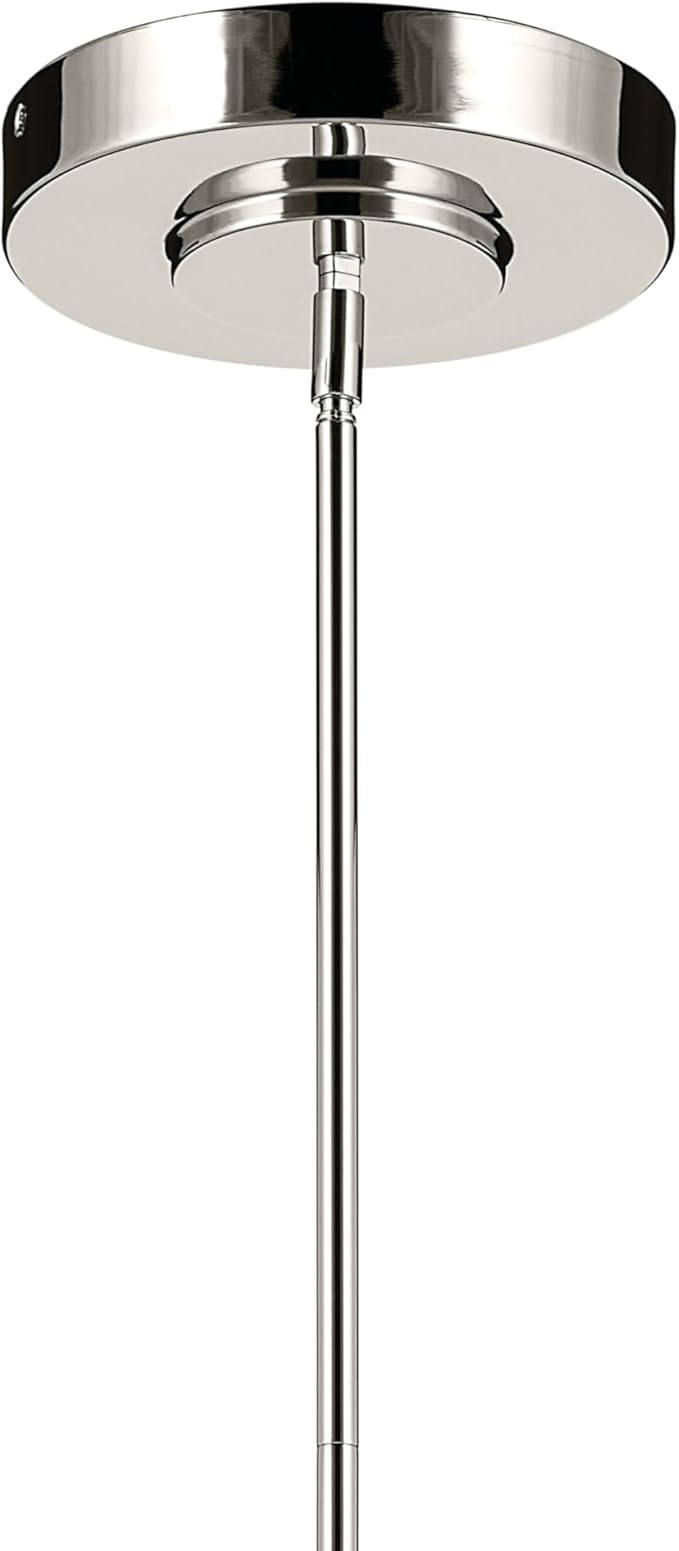 Kichler Riven LED 1-Light Linear Chandelier with Clear Fluted Glass in Polished Nickel, Sloped Ceiling Compatible, for Kitchen or Dining Room (9.5" x 8" x 48.25"), 52753PNLED