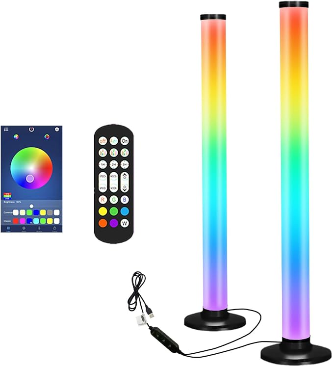 RGB Gaming Light Bars, 2 Pack 16.5 Inch Smart LED Light Bars with Music Sync, APP & Remote Control, 360° TV Backlight, USB Powered Ambient Lighting for PC Monitor Bedroom Gaming Room